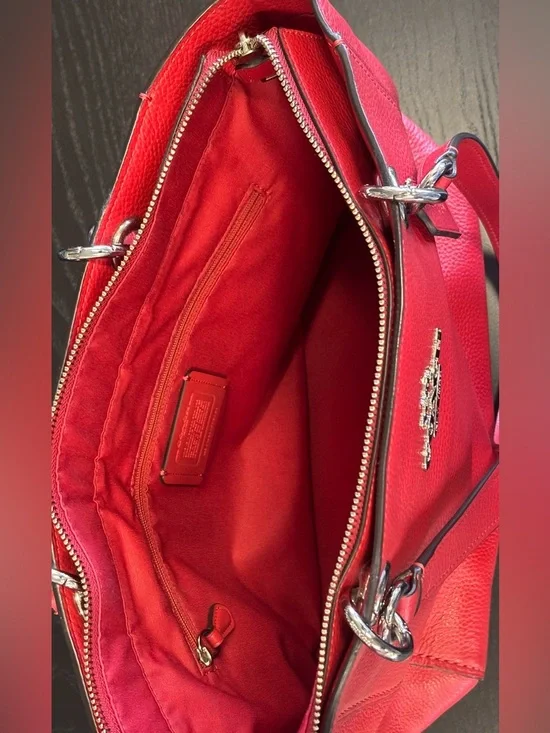NWOT Coach Jes Leather Tote Bright Cardinal Red 76701 - Picture 9 of 12